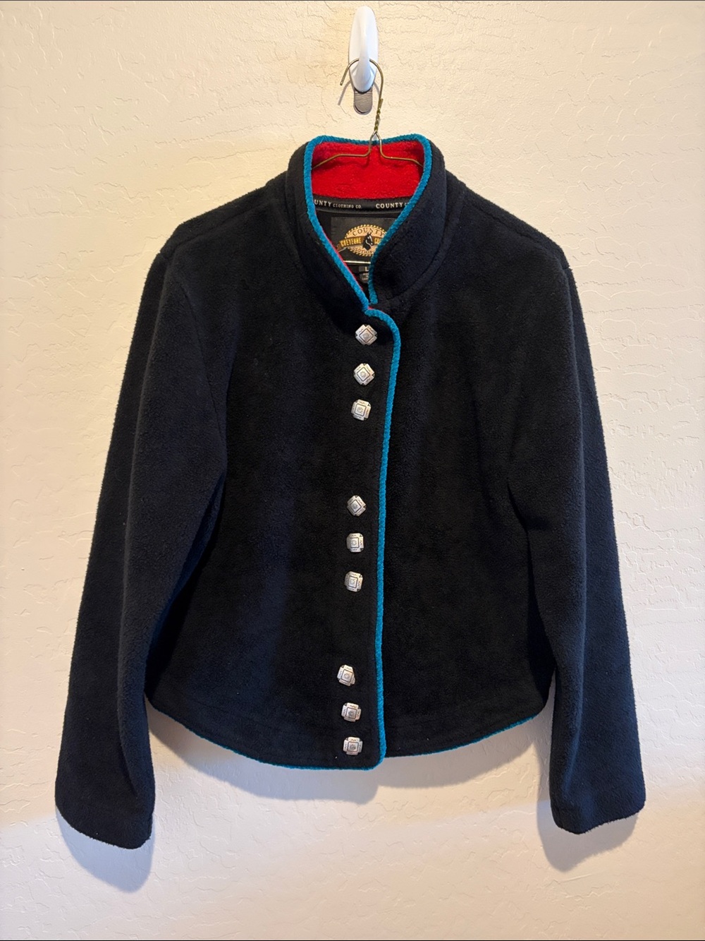 Women's Black Teddy Jacket with Teal Trim